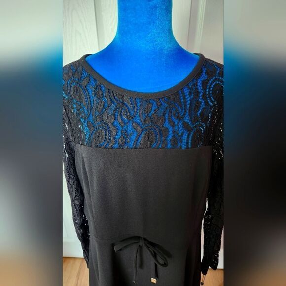 NEW WOMEN'S DRESS TOMMY HILFIGER BLACK COLOR SIZE 16 WITH LONG SLEEVES WITH... - Picture 2 of 5